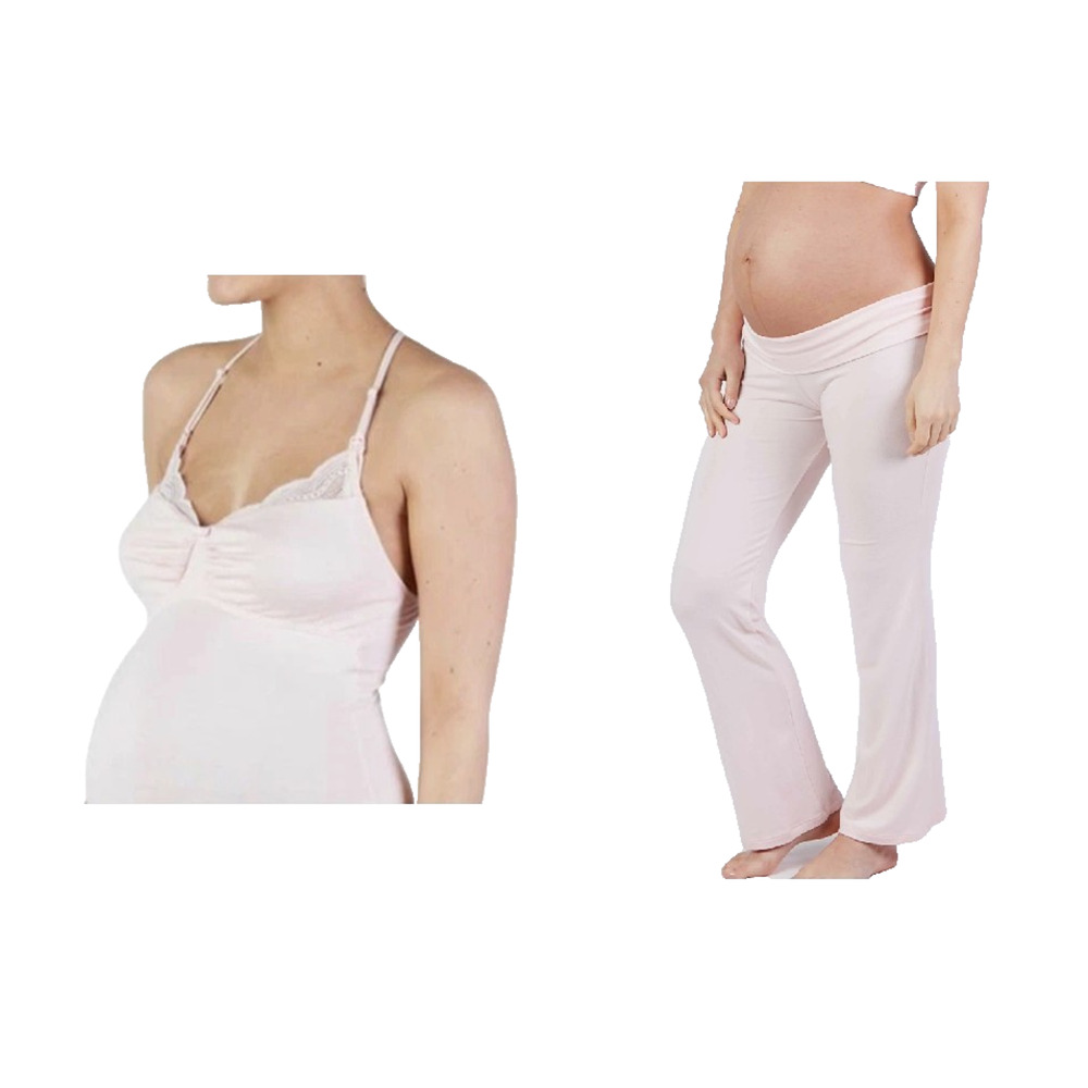 Cache Coeur NWT Pajamas Set Sz XL Pants & Cami Tank Top Light Pink Maternity